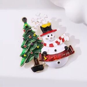 Snowman Let it Snow Christmas Tree Brooch